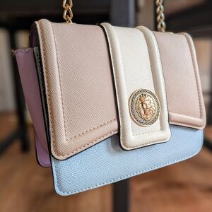 Aldo Cream, Purple And Blue Shoulder Bag